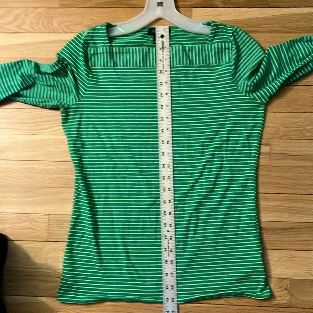 Chaps Green Ribbed Fitted Blouse with Sailor Collar Medium - Picture 7 of 7